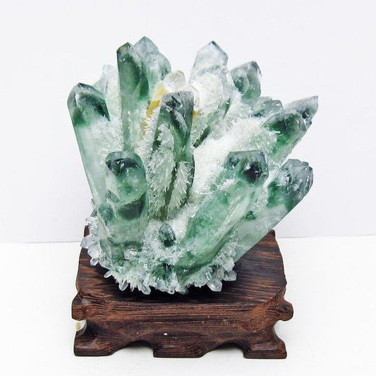 緑水晶 クラスター 原石 台座付属 一点物  182-7385