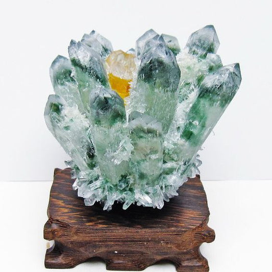 緑水晶 クラスター 原石 台座付属 一点物  182-7387