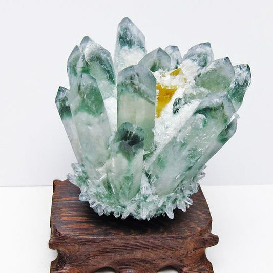 緑水晶 クラスター 原石 台座付属 一点物  182-7389