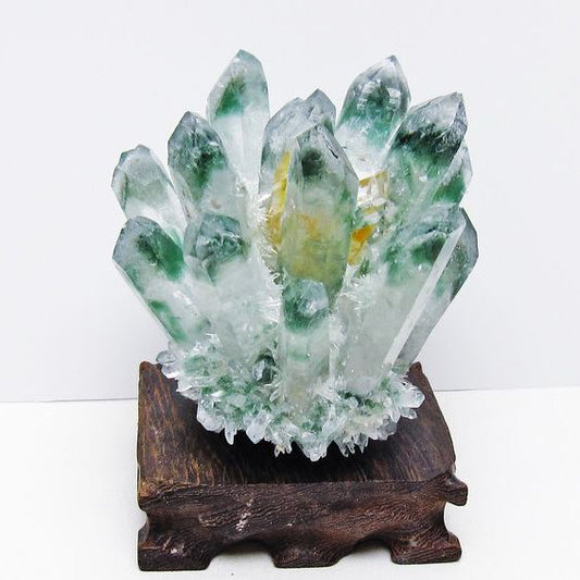 緑水晶 クラスター 原石 台座付属 一点物  182-7390