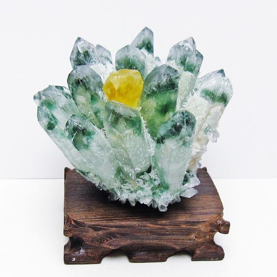 緑水晶 クラスター 原石 台座付属 一点物  182-7391