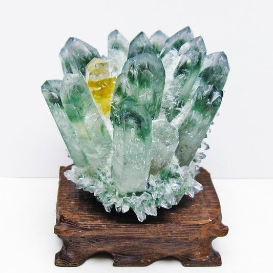 緑水晶 クラスター 原石 台座付属 一点物 182-7396