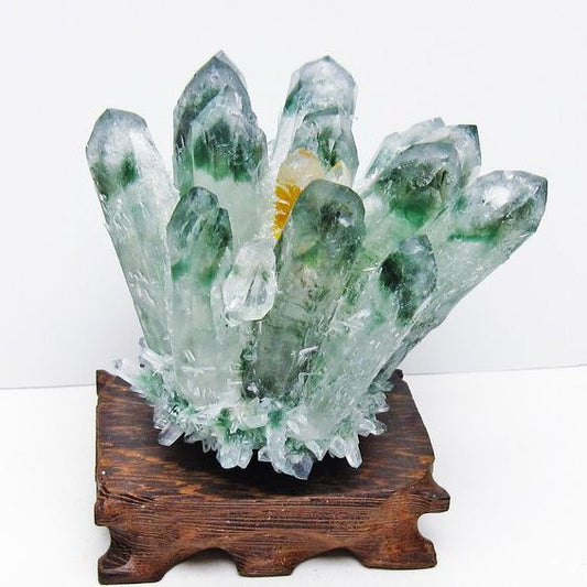 緑水晶 クラスター 原石 台座付属 一点物  182-7402