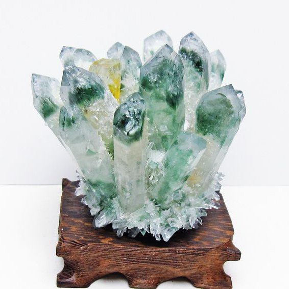 緑水晶 クラスター 原石 台座付属 一点物  182-7405