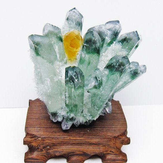 緑水晶 クラスター 原石 台座付属 一点物 182-7410