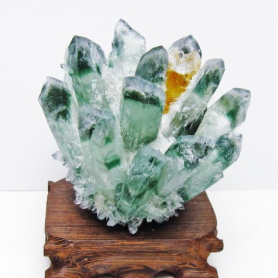 緑水晶 クラスター 原石 台座付属 一点物 182-7411