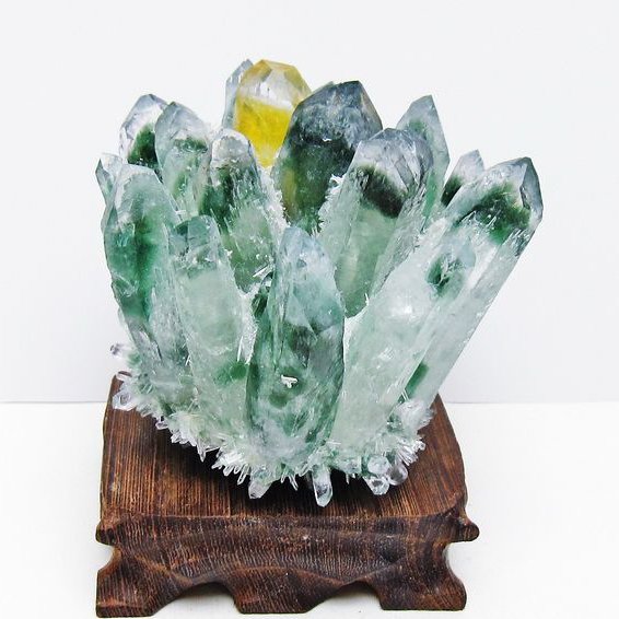 緑水晶 クラスター 原石 台座付属 一点物 182-7413