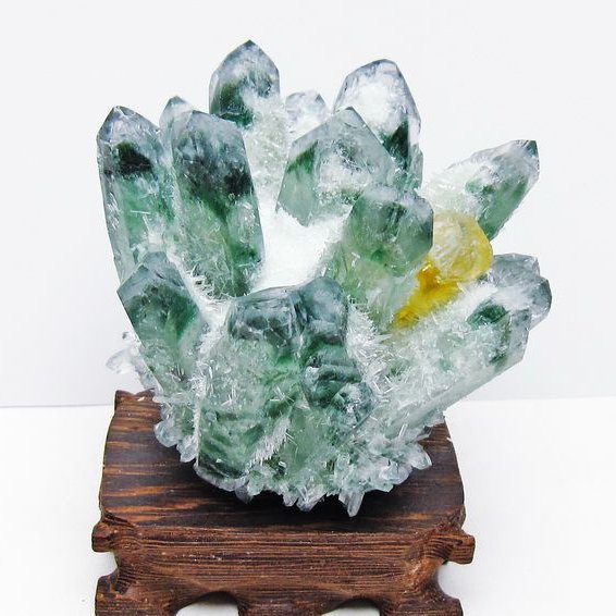 緑水晶 クラスター 原石 台座付属 一点物  182-7417