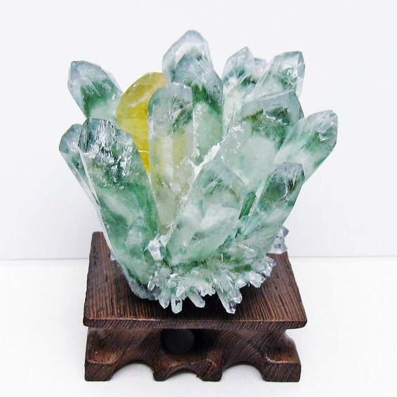 緑水晶 クラスター 原石 台座付属 一点物 182-7424