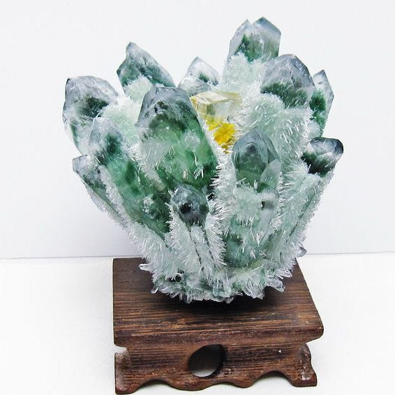 緑水晶 クラスター 原石 台座付属 一点物 182-7434