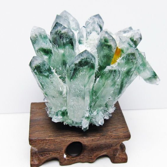 緑水晶 クラスター 原石 台座付属 一点物 182-7442