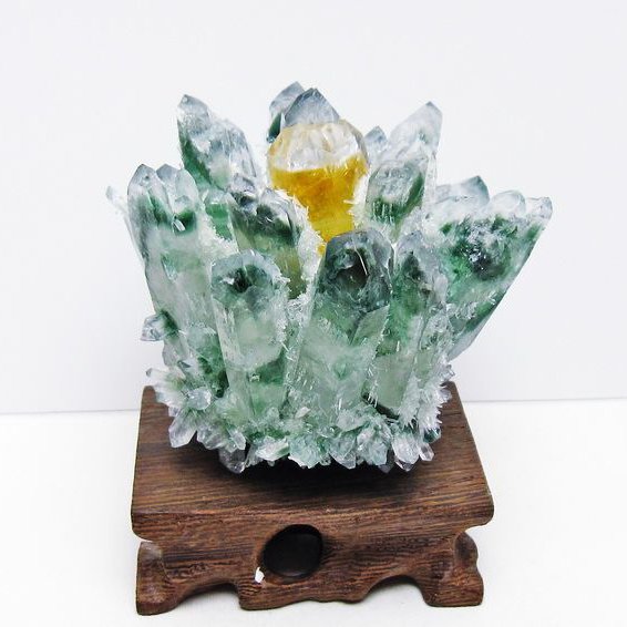 緑水晶 クラスター 原石 台座付属 一点物 182-7443