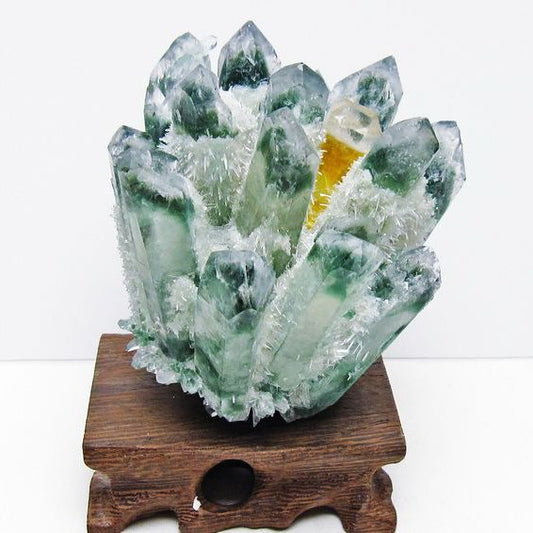 緑水晶 クラスター 原石 台座付属 一点物 182-7444