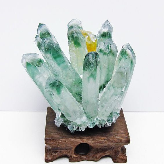 緑水晶 クラスター 原石 台座付属 一点物 182-7447