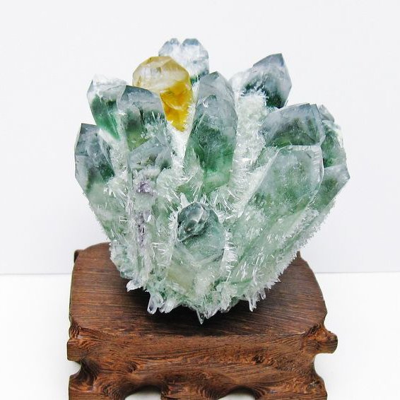 緑水晶 クラスター 原石 台座付属 一点物 182-7455