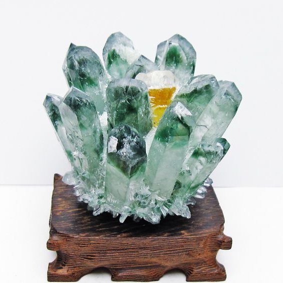 緑水晶 クラスター 原石 台座付属 一点物 182-7458