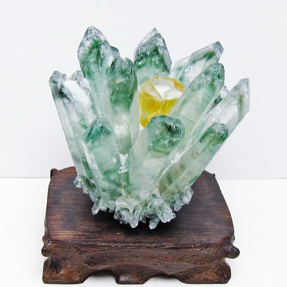 緑水晶 クラスター 原石 台座付属 一点物 182-7464