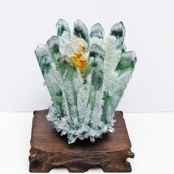 緑水晶 クラスター 原石 台座付属 一点物  182-7466