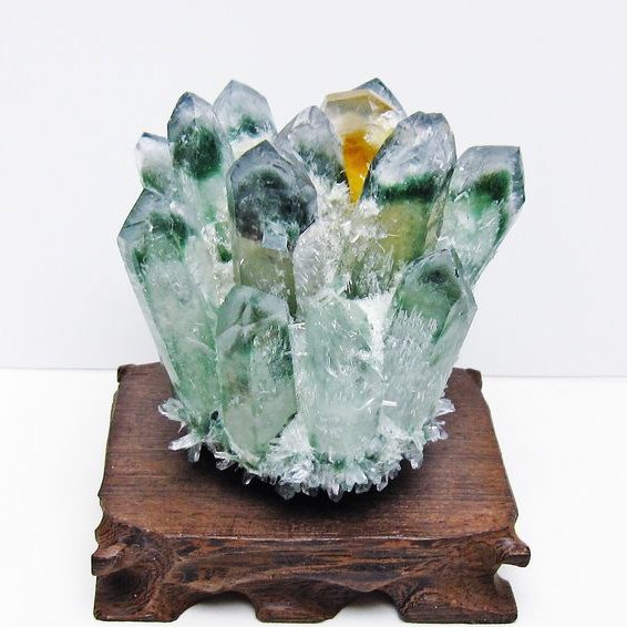 緑水晶 クラスター 原石 台座付属 一点物 182-7469