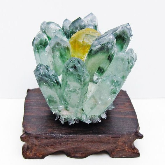 緑水晶 クラスター 原石 台座付属 一点物 182-7470