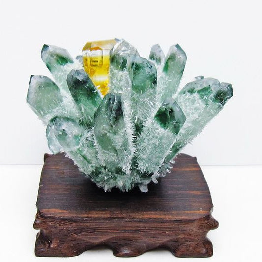 緑水晶 クラスター 原石 台座付属 一点物 182-7474