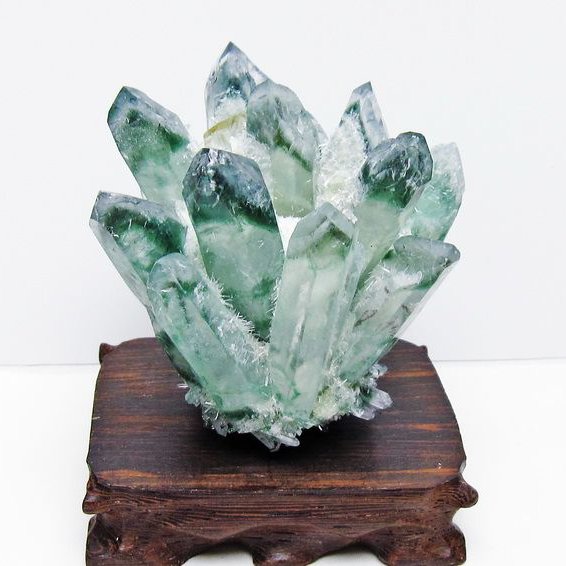 緑水晶 クラスター 原石 台座付属 一点物 182-7475