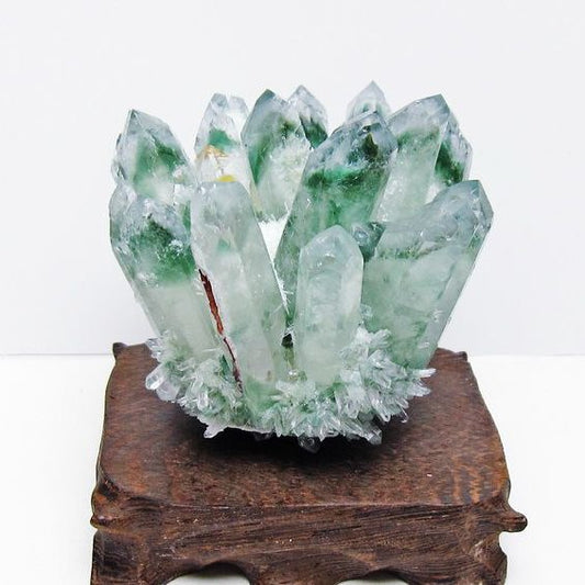 緑水晶 クラスター 原石 台座付属 一点物 182-7482