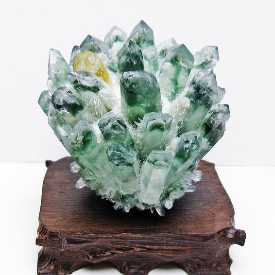 緑水晶 クラスター 原石 台座付属 一点物 182-7488