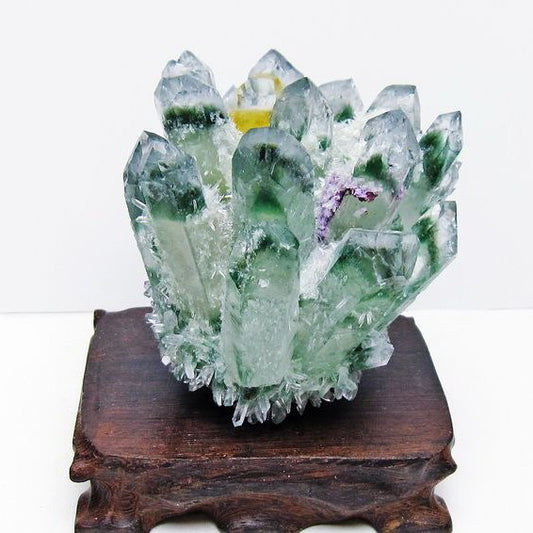 緑水晶 クラスター 原石 台座付属 一点物 182-7491