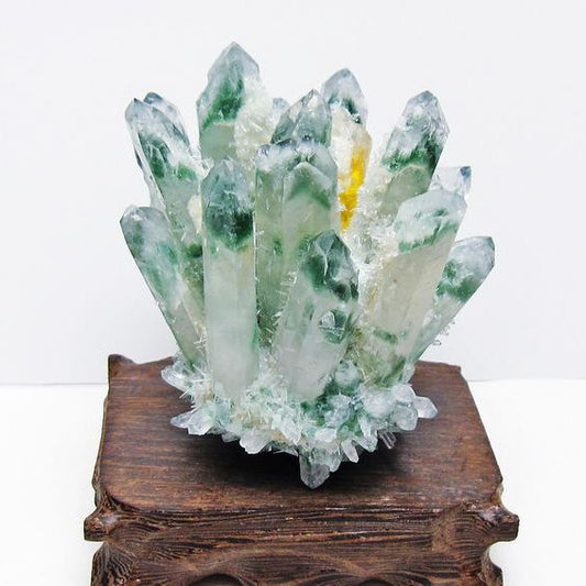 緑水晶 クラスター 原石 台座付属 一点物 182-7492