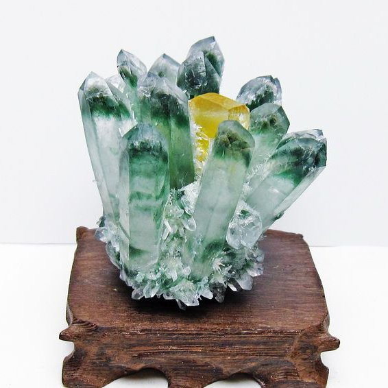 緑水晶 クラスター 原石 台座付属 一点物 182-7495