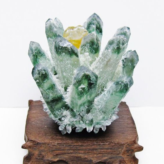 緑水晶 クラスター 原石 台座付属 一点物  182-7497