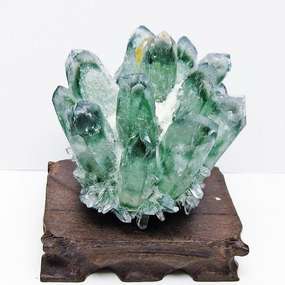 緑水晶 クラスター 原石 台座付属 一点物  182-7504