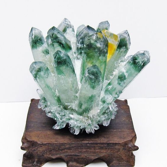 緑水晶 クラスター 原石 台座付属 一点物  182-7505