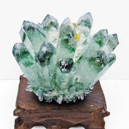 緑水晶 クラスター 原石 台座付属 一点物  182-7506