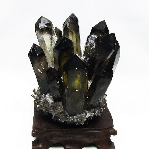 モリオン クラスター 黒水晶 原石 台座付属 一点物 182-8399