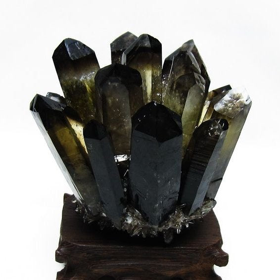 モリオン クラスター 黒水晶 原石 台座付属 一点物 182-8403