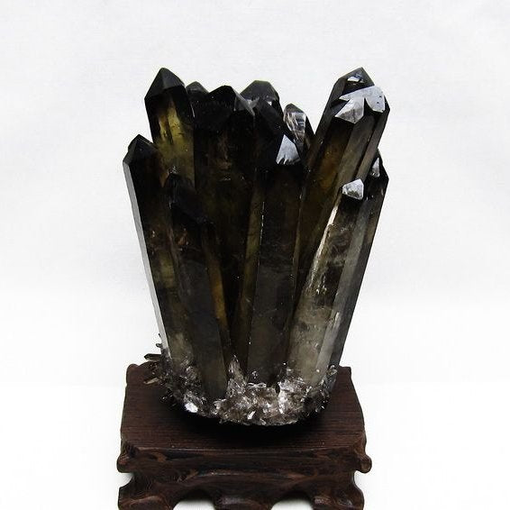 モリオン クラスター 黒水晶 原石 台座付属 一点物 182-8407