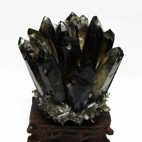モリオン クラスター 黒水晶 原石 台座付属 一点物 182-8412