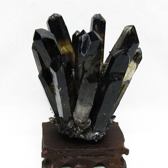 モリオン クラスター 黒水晶 原石 台座付属 一点物 182-8424