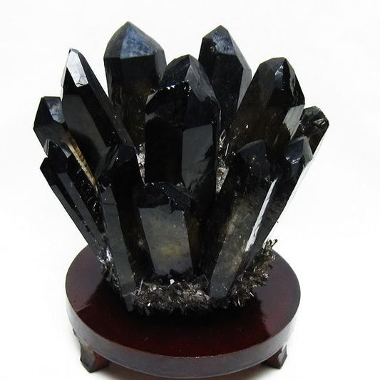 1.4Kg モリオン クラスター 黒水晶 原石 台座付属 一点物 182-8438