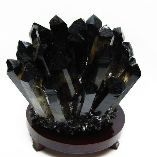 1.6Kg モリオン クラスター 黒水晶 原石 台座付属 一点物 182-8439