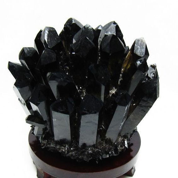 1.9Kg モリオン クラスター 黒水晶 原石 台座付属 一点物 182-8441