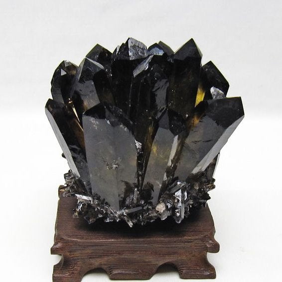 モリオン クラスター 黒水晶 原石 台座付属 一点物 182-8672