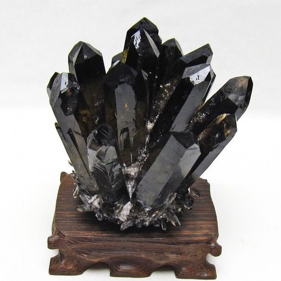 モリオン クラスター 黒水晶 原石 台座付属 一点物 182-8682