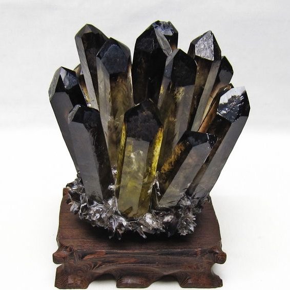 黒水晶 クラスター モリオン 原石 台座付属 一点物 182-8703