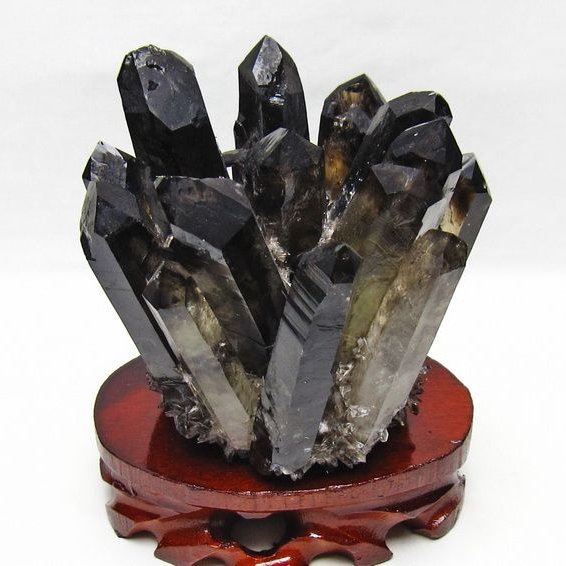 1.4Kg 黒水晶 クラスター モリオン 原石 台座付属 一点物 182-8707