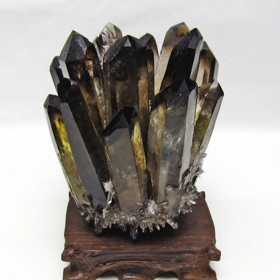 黒水晶 クラスター モリオン 原石 台座付属 一点物 182-8710
