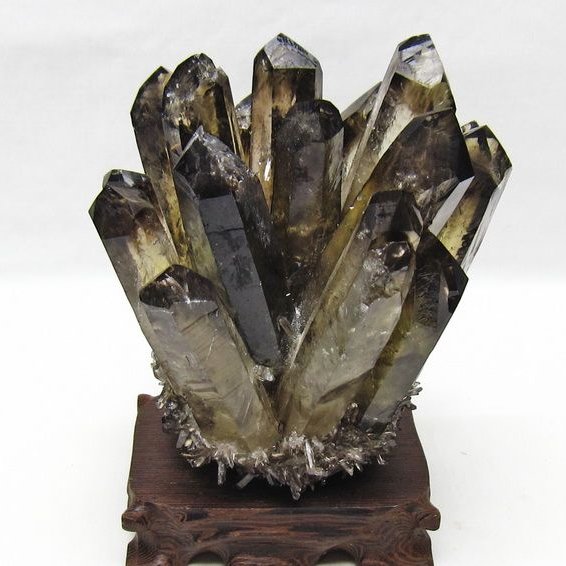モリオン 原石 黒水晶 クラスター 台座付属 一点物 182-8711