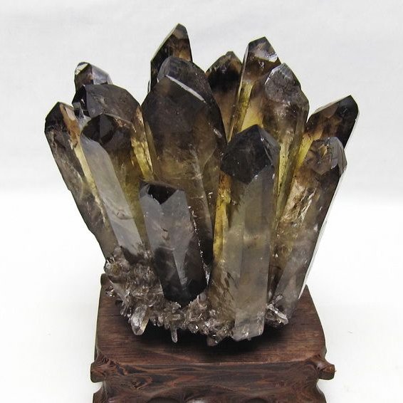 モリオン 原石 黒水晶 クラスター 台座付属 一点物 182-8712